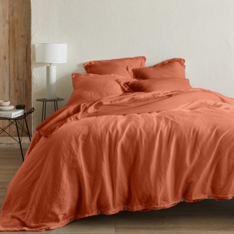 Housse couette terracotta 260 x 240 chanvre - Organic Nydel